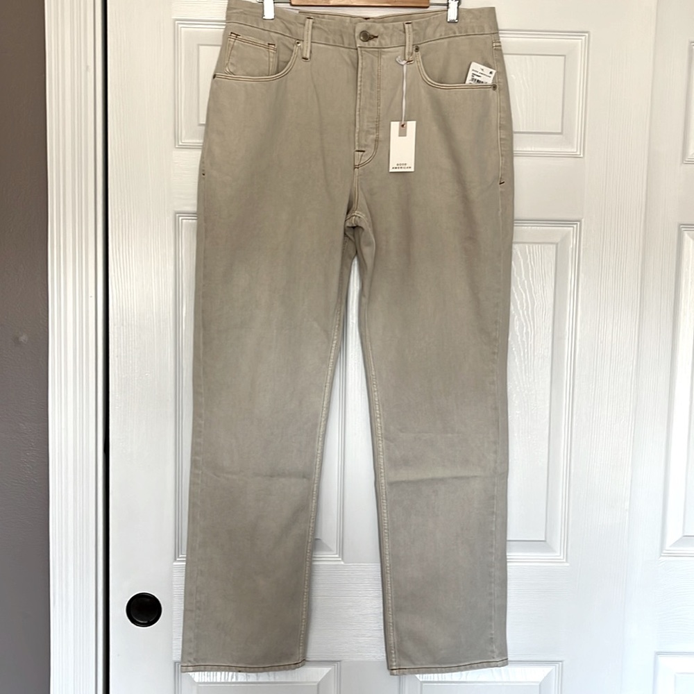 Good American High Rise Straight Leg Bone Jeans NEW - Picture 2 of 7